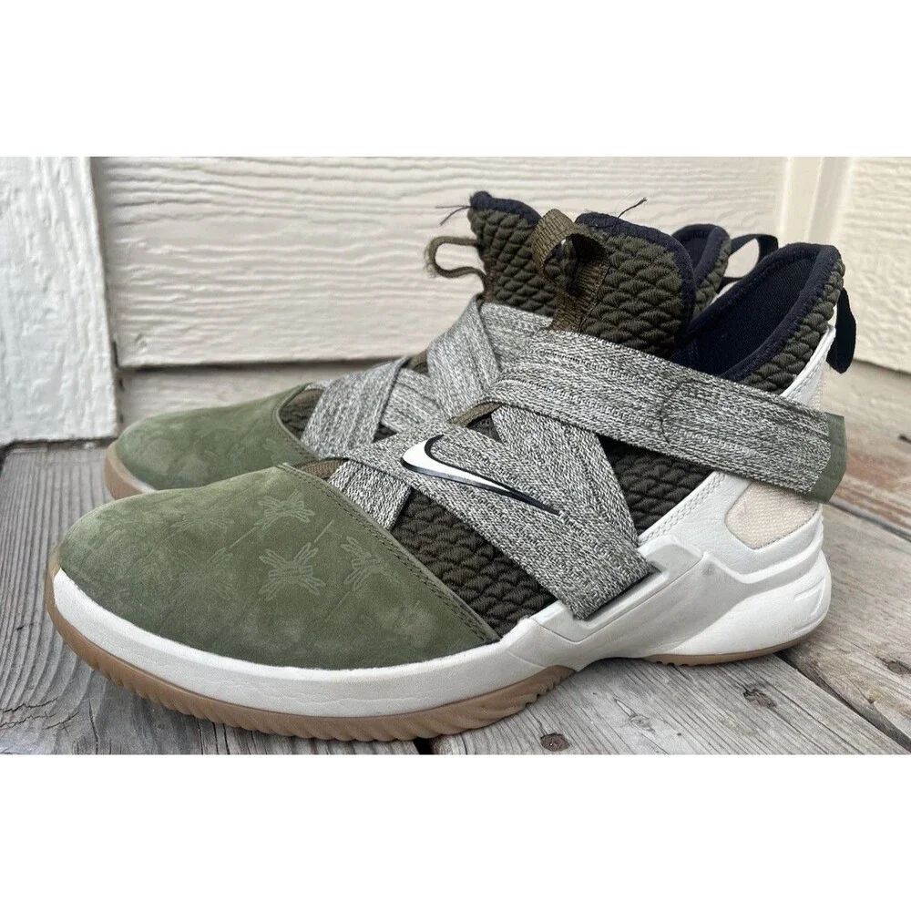 Nike LeBron Soldier XII Youth 7Y Basketball Shoes Cargo Khaki/Green AA1352-300